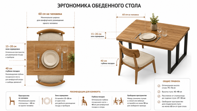 Размер стола на 6 человек