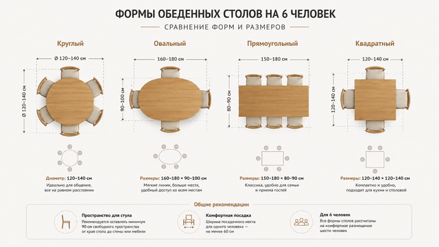 Размер стола на 6 человек