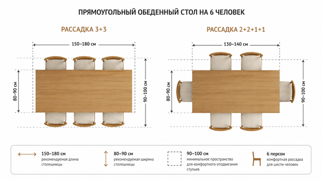 Размер стола на 6 человек