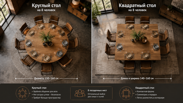Размер стола на 8 человек