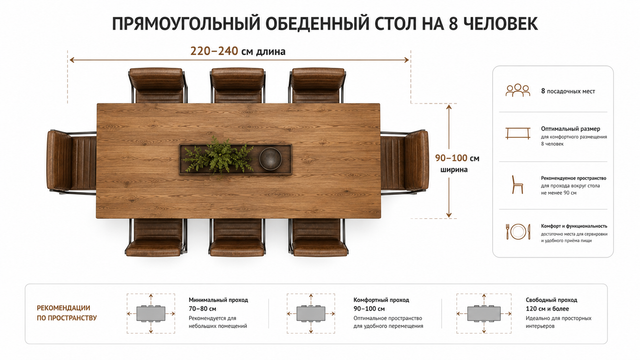 Размер стола на 8 человек