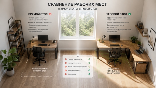 Плюсы и минусы углового стола