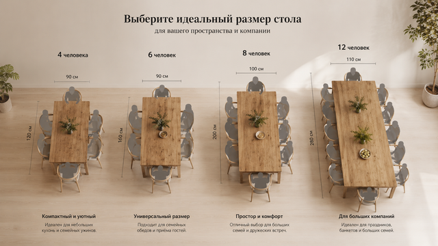 Размеры обеденного стола для семьи