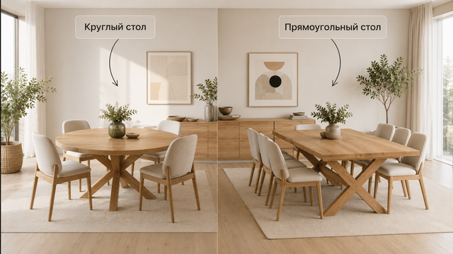 Круглый или прямоугольный стол