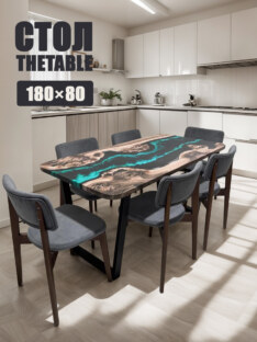 Стол кухонный обеденный прямоугольный дизайнерский лофт THETABLE 180х80 4.13/2.1