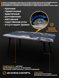 Стол кухонный обеденный прямоугольный дизайнерский лофт THETABLE RU 160х80 4.17/6.1