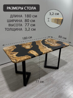 Стол кухонный обеденный прямоугольный дизайнерский лофт THETABLE RU 180х80 2.73/3.1