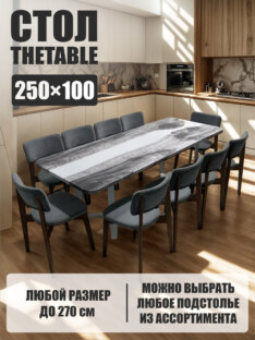 Стол кухонный обеденный прямоугольный дизайнерский лофт THETABLE 250х100 3.23/3.2