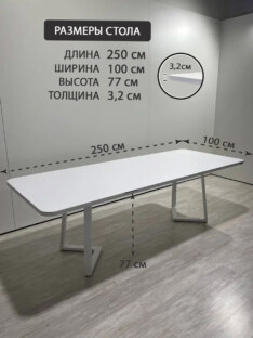 Стол кухонный обеденный прямоугольный дизайнерский лофт THETABLE RU 250х100 2.23/1.2
