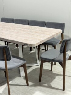 Стол кухонный обеденный прямоугольный дизайнерский под травертин THETABLE RU 140х80 16.1/1.2 Стол кухонный обеденный прямоугольный дизайнерский под травертин THETABLE RU 140х80 16.1/1.2