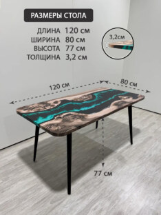 Стол кухонный обеденный прямоугольный дизайнерский лофт THETABLE RU 120х80 4.13/6.1