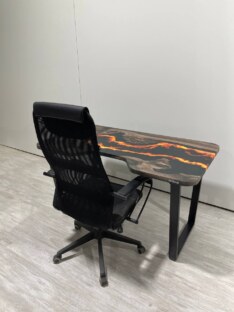 Стол компьютерный с вырезом дизайнерский лофт THETABLE RU 200х90 4.11/2.1 Стол компьютерный с вырезом дизайнерский лофт THETABLE RU 200х90 4.11/2.1