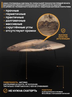 Стол журнальный медиатор дизайнерский лофт THETABLE RU 89х66 12.5/8.1-3