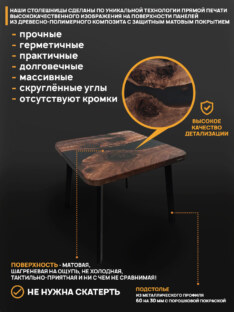 Стол кухонный обеденный квадратный дизайнерский лофт THETABLE RU 90х90 3.1/4.1