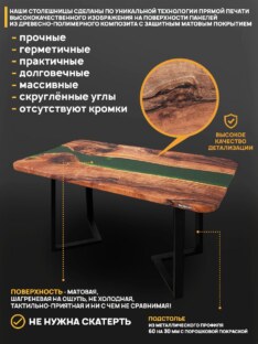 Стол кухонный обеденный прямоугольный дизайнерский лофт THETABLE RU 220х90 3.10/1.1