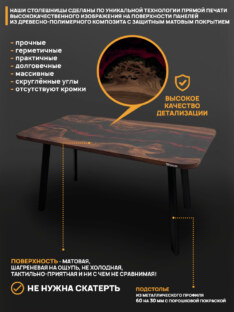 Стол кухонный обеденный прямоугольный дизайнерский лофт THETABLE RU 140х80 4.21/4.1