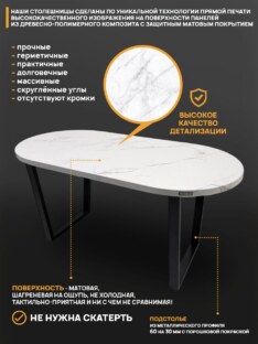 Стол кухонный обеденный овальный дизайнерский лофт THETABLE RU 160х80 2.21/2.1