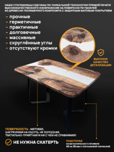 Стол кухонный обеденный прямоугольный дизайнерский лофт THETABLE 120х80 3.46/1.1