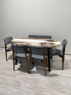 Стол кухонный обеденный овальный дизайнерский лофт THETABLE RU 160х80 3.22/4.1