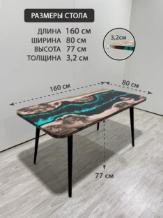 Стол кухонный обеденный прямоугольный дизайнерский лофт THETABLE RU 160х80 4.13/6.1