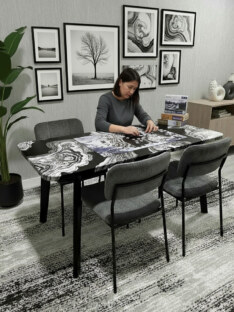 Стол кухонный обеденный прямоугольный дизайнерский лофт THETABLE RU 160х80 2.72/4.1