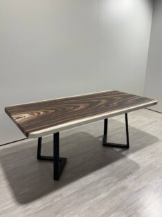 Стол кухонный обеденный прямоугольный дизайнерский под дерево THETABLE RU 250х100 17.1/1.1