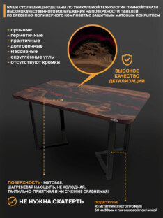 Стол кухонный обеденный прямоугольный дизайнерский лофт THETABLE 180х80 4.21/3.1