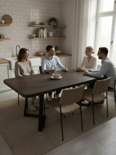 Стол кухонный обеденный прямоугольный дизайнерский лофт THETABLE RU 120х80 6.4/1.1