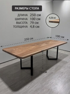 Стол кухонный обеденный прямоугольный дизайнерский лофт THETABLE RU 250х100 8.13/3.1