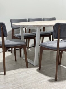Стол кухонный обеденный овальный дизайнерский под травертин THETABLE RU 200х100 16.1/2.2