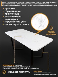 Стол кухонный обеденный прямоугольный дизайнерский лофт THETABLE RU 160х80 2.21/3.1