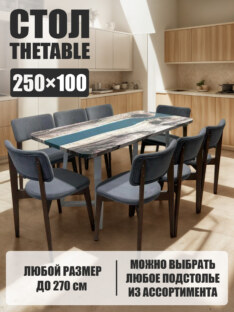 Стол кухонный обеденный прямоугольный дизайнерский лофт THETABLE 250х100 3.29/1.2