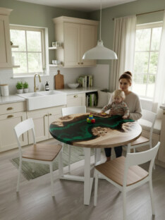 Стол кухонный обеденный круглый дизайнерский лофт THETABLE RU 90х32 4.16/3.2