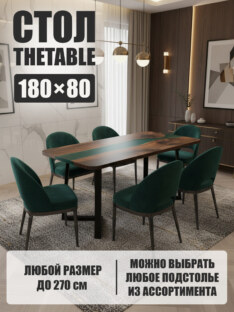 Стол кухонный обеденный прямоугольный дизайнерский лофт THETABLE 180х80 3.4/1.1