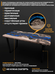 Стол кухонный обеденный прямоугольный дизайнерский лофт THETABLE RU 160х80 4.12/2.1