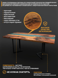 Стол кухонный обеденный прямоугольный дизайнерский лофт THETABLE RU 250х100 3.48/3.1