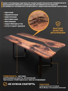 Стол кухонный обеденный прямоугольный дизайнерский лофт THETABLE RU 250х100 3.8/1.1