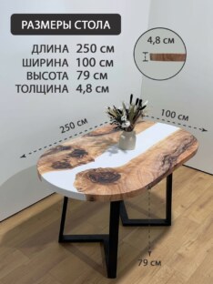 Стол кухонный обеденный овальный дизайнерский лофт THETABLE RU 250х100 3.18/1.1