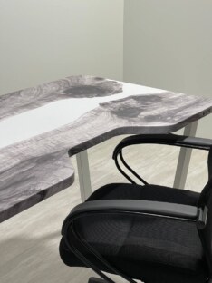 Стол компьютерный с вырезом дизайнерский лофт THETABLE 140х80 3.23/2.2