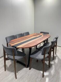 Стол кухонный обеденный овальный дизайнерский лофт THETABLE RU 200х90 5.8/2.1