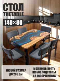Стол кухонный обеденный прямоугольный дизайнерский лофт THETABLE 140х80 4.1/1.1