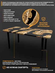 Стол кухонный обеденный прямоугольный дизайнерский лофт THETABLE RU 140х80 2.73/11.1