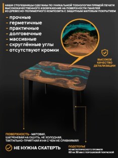 Стол кухонный обеденный прямоугольный дизайнерский лофт THETABLE RU 90х70 4.5/4.1