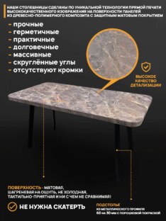 Стол кухонный обеденный прямоугольный дизайнерский лофт THETABLE RU 160х80 2.57/4.1