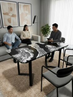 Стол кухонный обеденный прямоугольный дизайнерский лофт THETABLE RU 140х80 2.72/3.1