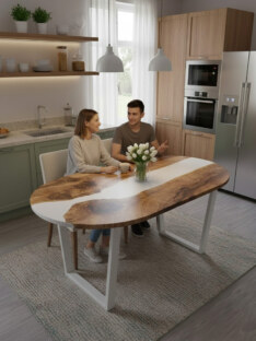 Стол кухонный обеденный овальный дизайнерский лофт THETABLE RU 220х90 3.11/2.2