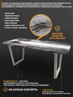 Стол кухонный обеденный прямоугольный дизайнерский лофт THETABLE RU 180х80 3.23/2.2