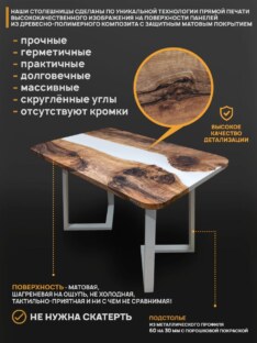Стол кухонный обеденный прямоугольный дизайнерский лофт THETABLE RU 250х100 3.11/1.2