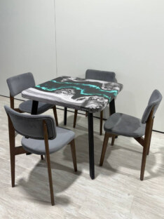 Стол кухонный обеденный квадратный дизайнерский лофт THETABLE RU 120х120 4.18/4.1