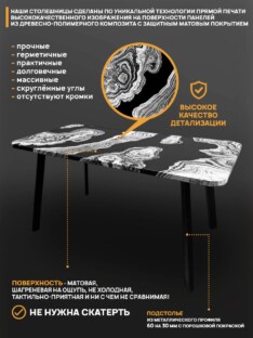 Стол кухонный обеденный прямоугольный дизайнерский лофт THETABLE RU 160х80 2.72/4.1